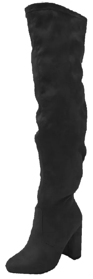 Betani Women's Over The Knee Thigh High Stacked Chunky Heel Boot